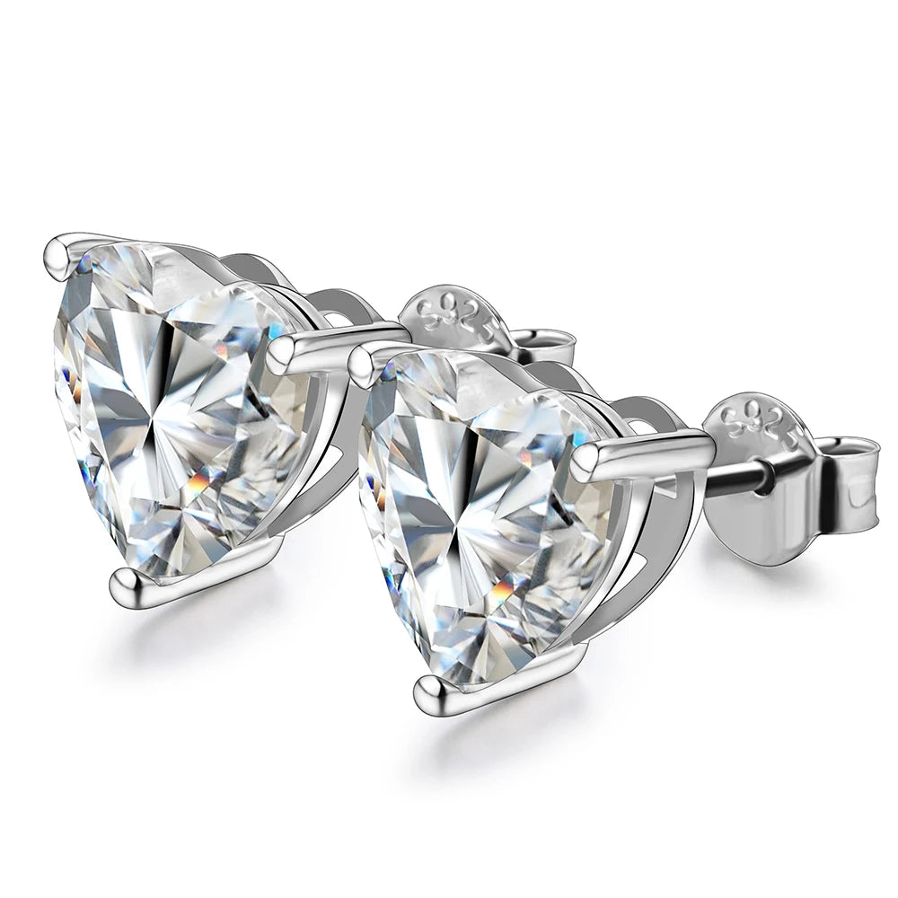 Luxe Jewels Heart Moissanite Stud Earrings 925 Sterling Silver Jewellery Stud Earrings