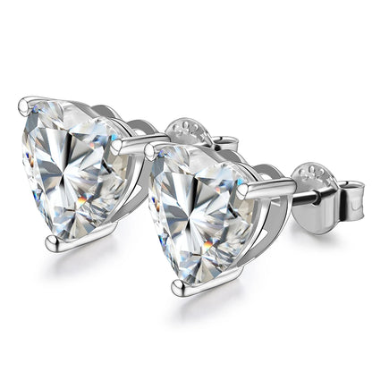 Luxe Jewels Heart Moissanite Stud Earrings 925 Sterling Silver Jewellery Stud Earrings
