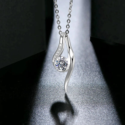 For Valentine's Day 925 Silver Chain Necklace - Excellent Cut 0.5ct Moissanite Solitaire Pendant
