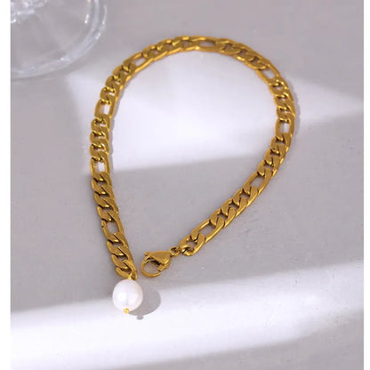 Figaro Pearl Anklet – Natural Freshwater & Stainless Steel