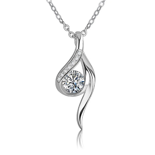For Valentine's Day 925 Silver Chain Necklace - Excellent Cut 0.5ct Moissanite Solitaire Pendant