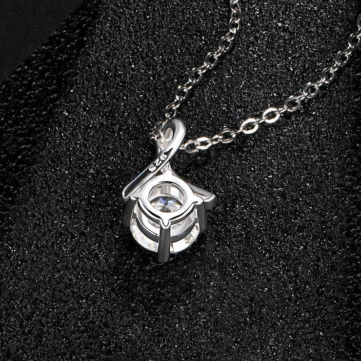 Luxe Jewels Round Excellent Cut - 1 to 2 carat Moissanite 925 Silver Pendant Necklace