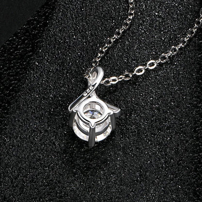Luxe Jewels Round Excellent Cut - 1 to 2 carat Moissanite 925 Silver Pendant Necklace