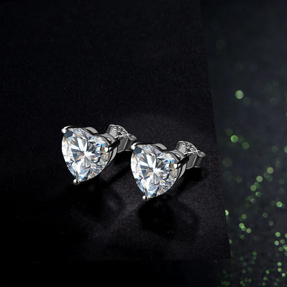 Luxe Jewels Heart Moissanite Stud Earrings 925 Sterling Silver Jewellery Stud Earrings