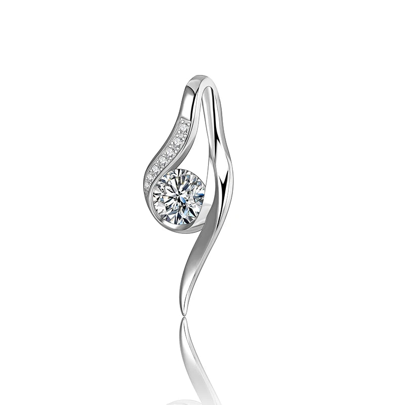 For Valentine's Day 925 Silver Chain Necklace - Excellent Cut 0.5ct Moissanite Solitaire Pendant