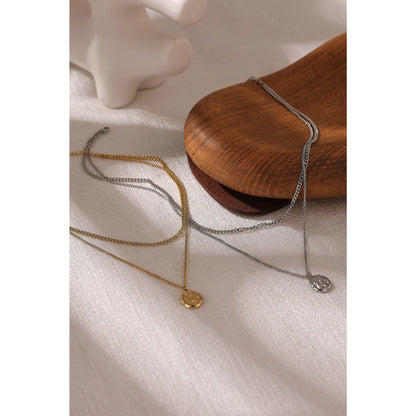 Layered Geometric Necklace for Women – 316L Stainless Steel Modern Jewelry