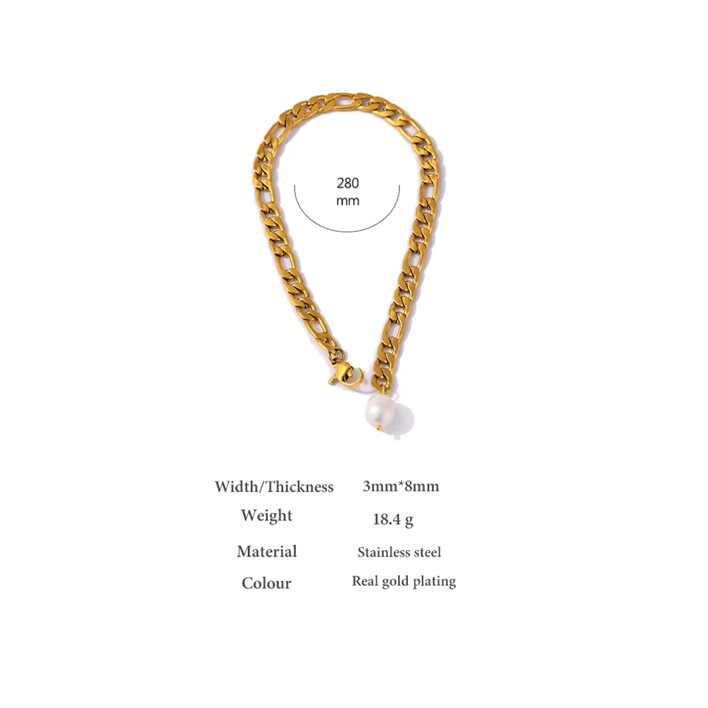 Figaro Pearl Anklet – Natural Freshwater & Stainless Steel