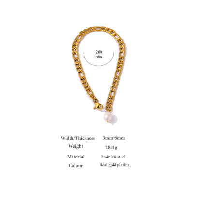 Figaro Pearl Anklet – Natural Freshwater & Stainless Steel