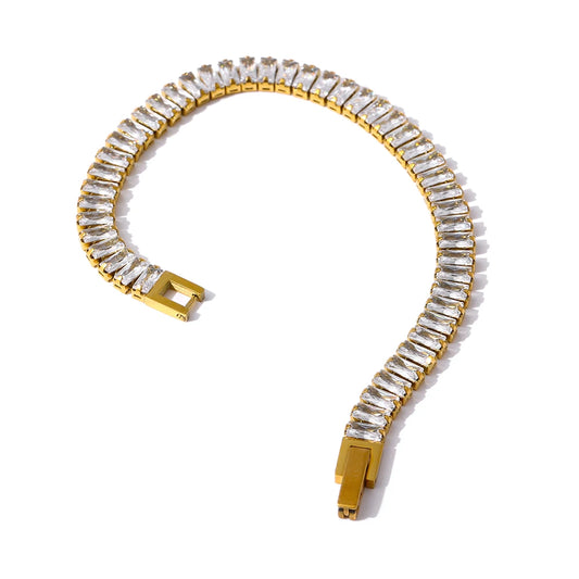 6MM Zirconia Bracelet – Gold Plated Stainless Steel Water Proof Jewelry