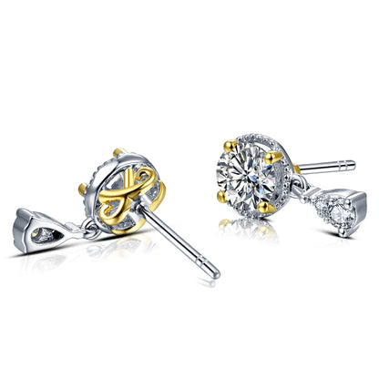 0.5ct Diamond Test Passed Moissanite Diamond 925 Silver 18K White Gold Plated Stud Earrings Jewelry for Women