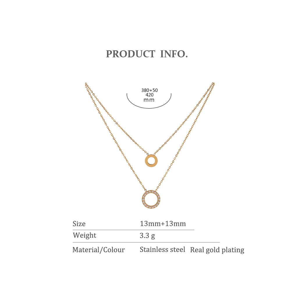 Women’s Round Hollow Zirconia Choker – Layered Rhinestone Necklace