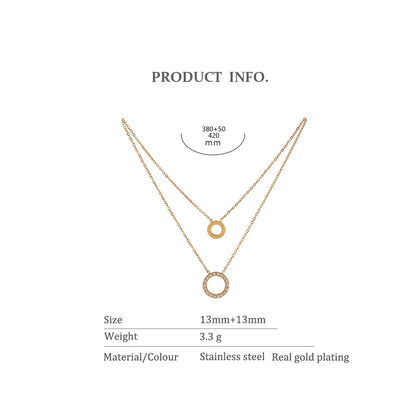 Women’s Round Hollow Zirconia Choker – Layered Rhinestone Necklace