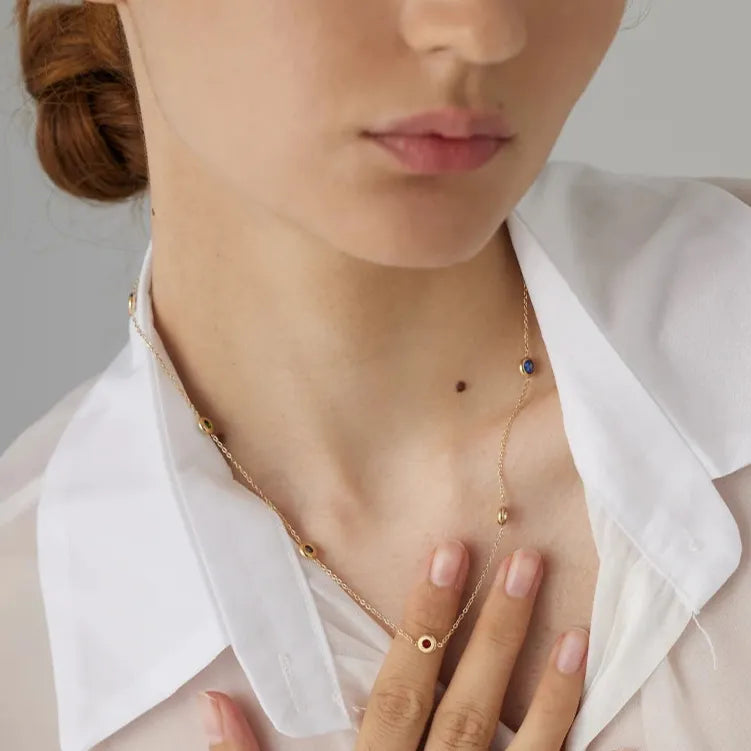 Colorful Cubic Zirconia Necklace – 316L Gold Stainless Steel