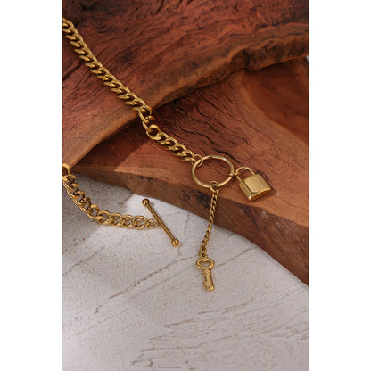 Lock Pendant Necklace – 18K Gold Plated Punk Style Chain Jewelry