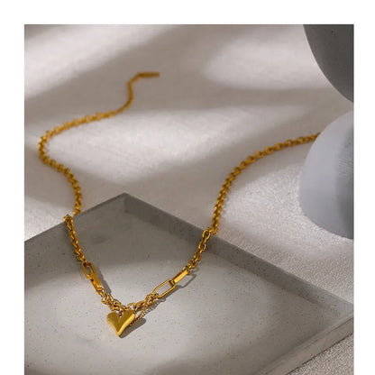 Heart Pendant Bracelet and Necklace – 18K Gold Stainless Steel Necklace