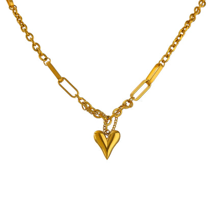 Heart Pendant Bracelet and Necklace – 18K Gold Stainless Steel Necklace