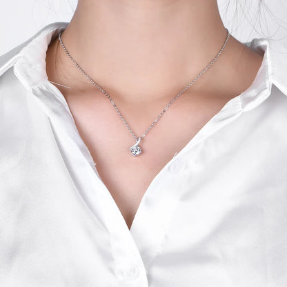 Luxe Jewels Round Excellent Cut - 1 to 2 carat Moissanite 925 Silver Pendant Necklace
