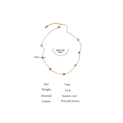 Colorful Cubic Zirconia Necklace – 316L Gold Stainless Steel