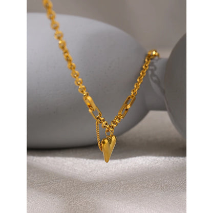 Heart Pendant Bracelet and Necklace – 18K Gold Stainless Steel Necklace