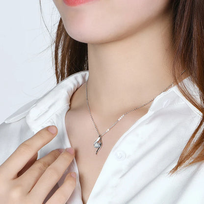 For Valentine's Day 925 Silver Chain Necklace - Excellent Cut 0.5ct Moissanite Solitaire Pendant