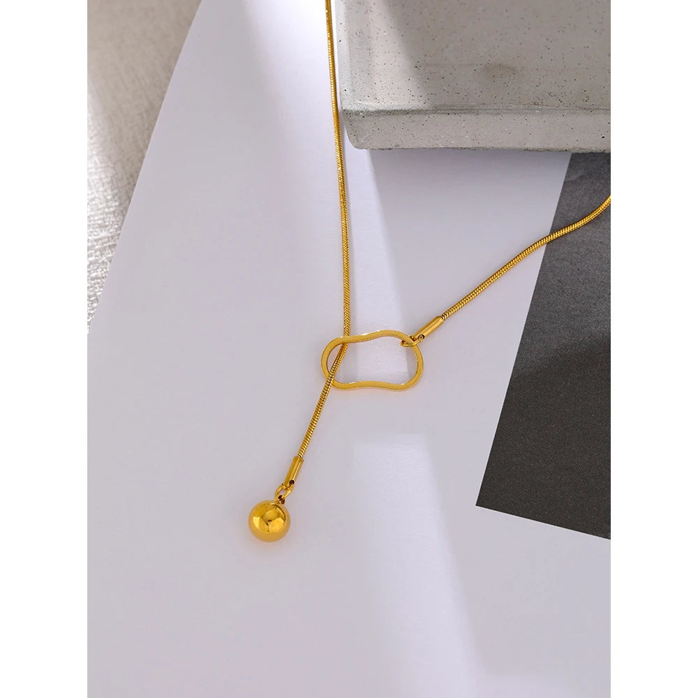 Chic Geometric Necklace – Gold Plated Long Statement Necklace