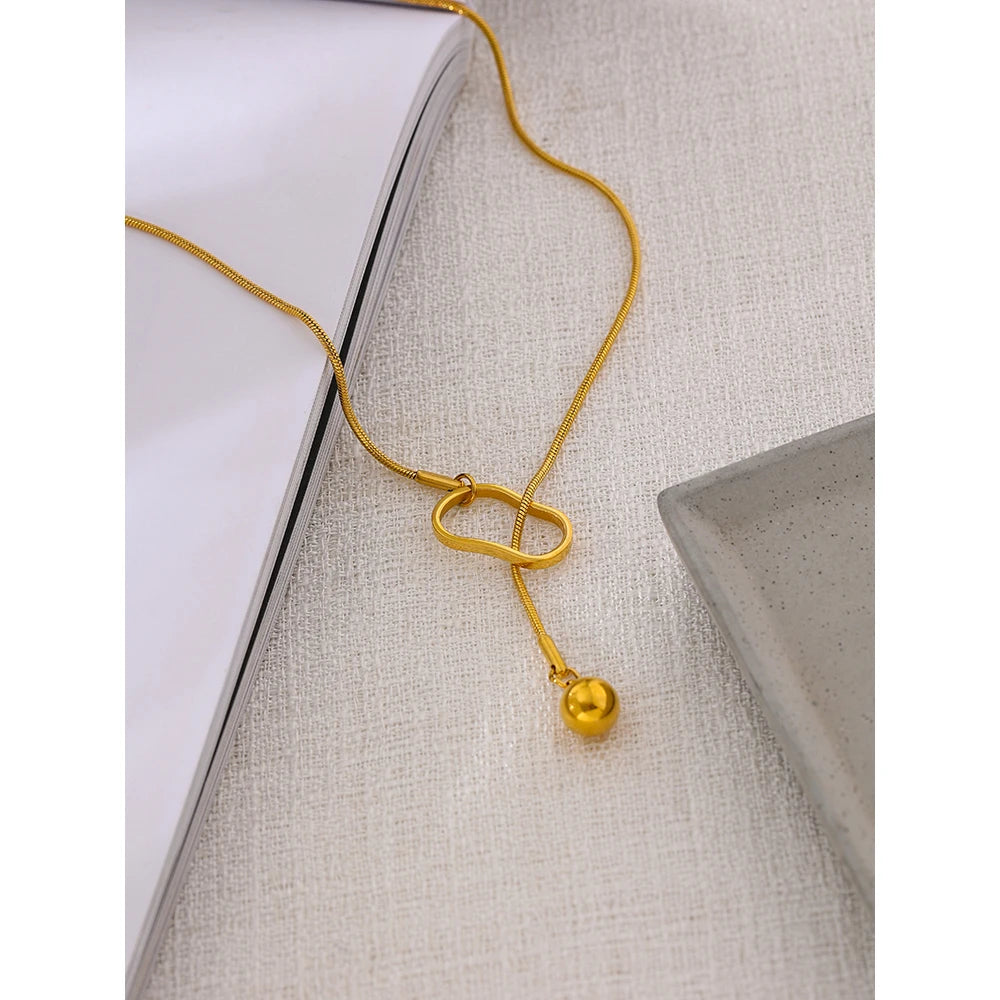 Chic Geometric Necklace – Gold Plated Long Statement Necklace