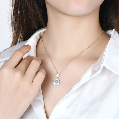 Luxe Jewels Cushion Pendant Necklace 925 Sterling Silver (1ct 6.5mm D Moissanite) Fine Jewelry Women