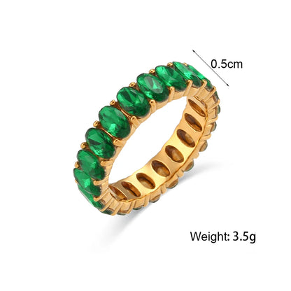 Luxe Jewels Zircon Oval Crystal Band Women’s Ring – 18K Gold Plated Tarnish-Free
