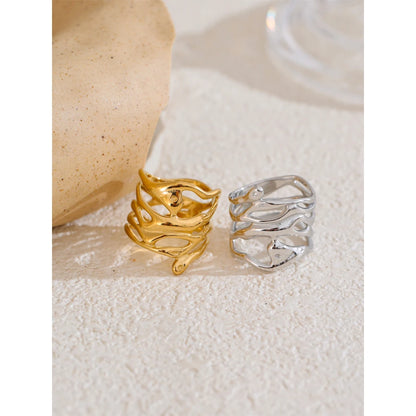 Luxe Jewels 316L Stainless Steel Layered Hollow Ring – 18K PVD Gold Plated Jewelry