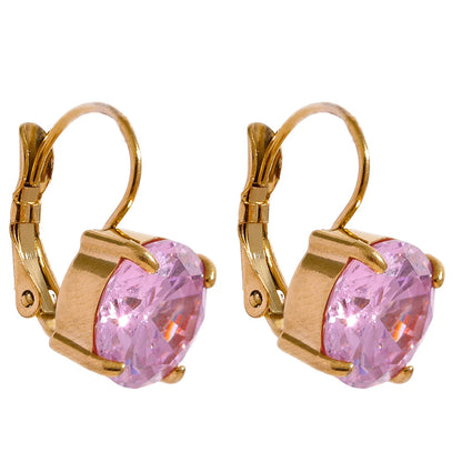 Colorful Cubic Zirconia Round Hoop Earrings – Gold Plated