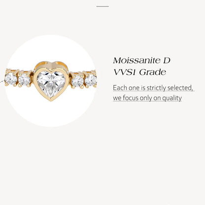 Valentine's Day Heart Shaped Moissanite Bracelet S925 Sterling Silver Adjustable Tennis Bracelet - 18K Gold Plated Fine Jewelry