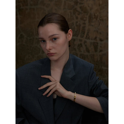 Shiny CZ Open Cuff Bracelet – 18K Gold Plated Stainless Steel