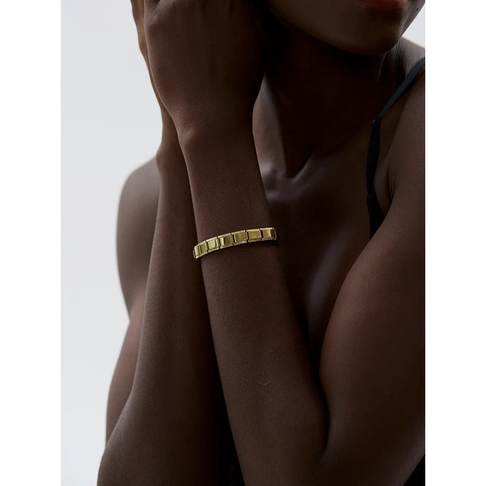 Square Elastic Bracelet – 316 Stainless Steel - 18K Gold Plated