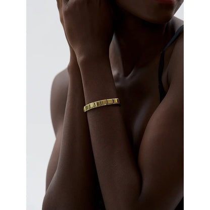 Square Elastic Bracelet – 316 Stainless Steel - 18K Gold Plated