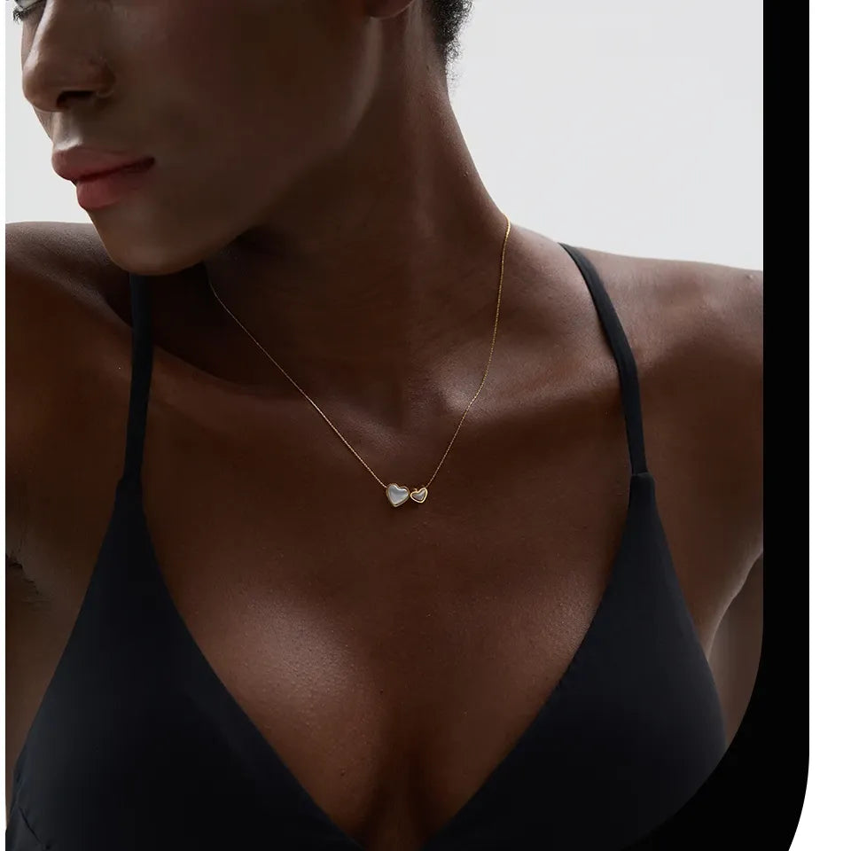 Heart Shaped Natural Shell Pendant Necklace – Gold Plated Chain