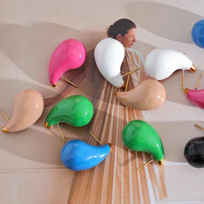 Modern Enamel Water Drop Earrings – Fashionable Jewelry