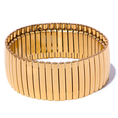 Elastic Wide Statement Bracelet – 18K Gold Plated 316L Stainless Steel