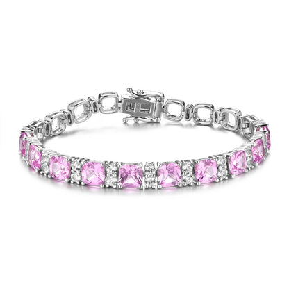 Luxe Jewels 925 Silver Jewelry Original 1 Carat Lab Gemstones Blue Spinel Sapphire Pink Corundum Bracelet Tennis Bracelets