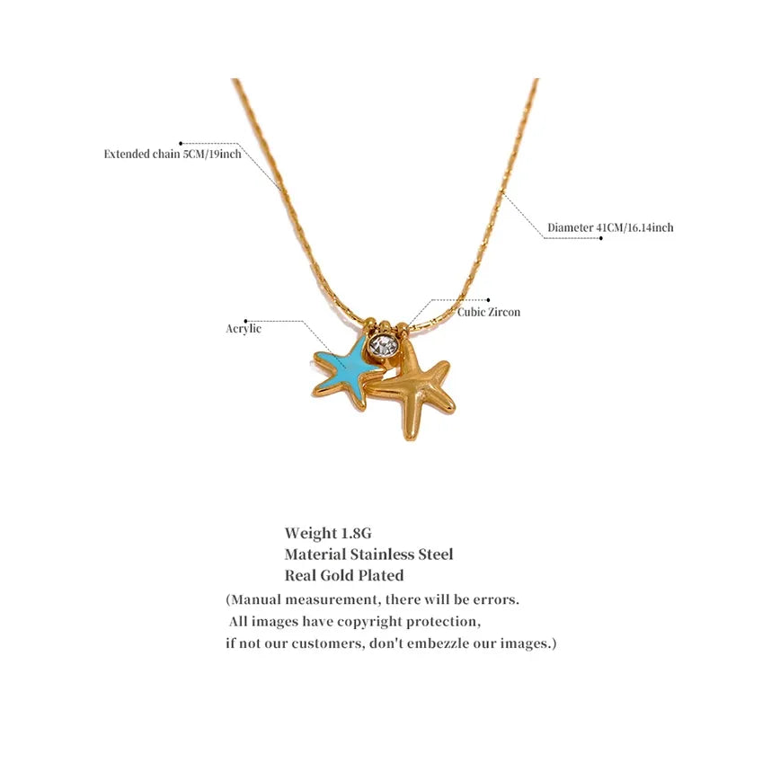 Starfish CZ Pendant Necklace – Gold Plated