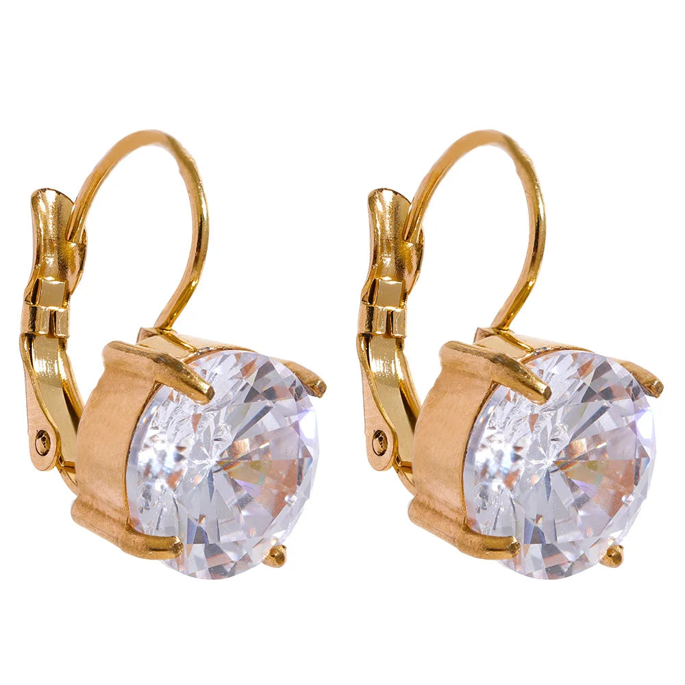Colorful Cubic Zirconia Round Hoop Earrings – Gold Plated