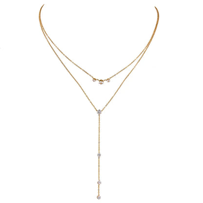 Layered Pendant Necklace with Bling Cubic Zirconia – 18K Gold Plated Jewelry