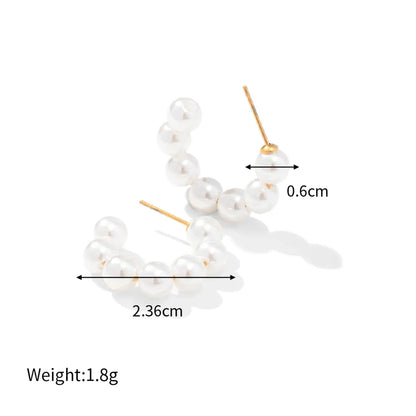 Uworld Exquisite Luxury Stainless Steel  Pearls Beads Hoop Huggie Earrings Romantic Elegant Fashion Charm Trendy Chic Jewelry