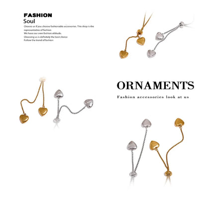 Gold Plated Heart Necklace with Pull-Out Long Pendant – Trendy Jewelry