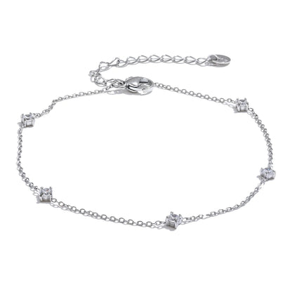 Cubic Zirconia Jewelry Set – Stainless Steel Necklace - Bracelet & Anklet