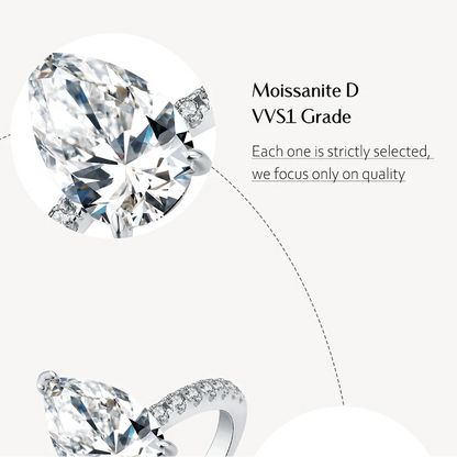 Luxe Jewels New (D Color Moissanite) Ring Pear Cut 3.0ct S925 Sterling Silver Classic Wedding Engagement Ring