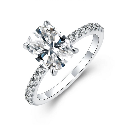 Luxury Moissanite Diamond Ring Cushion Cut 3.5CT D Color - Women Fine Jewelry