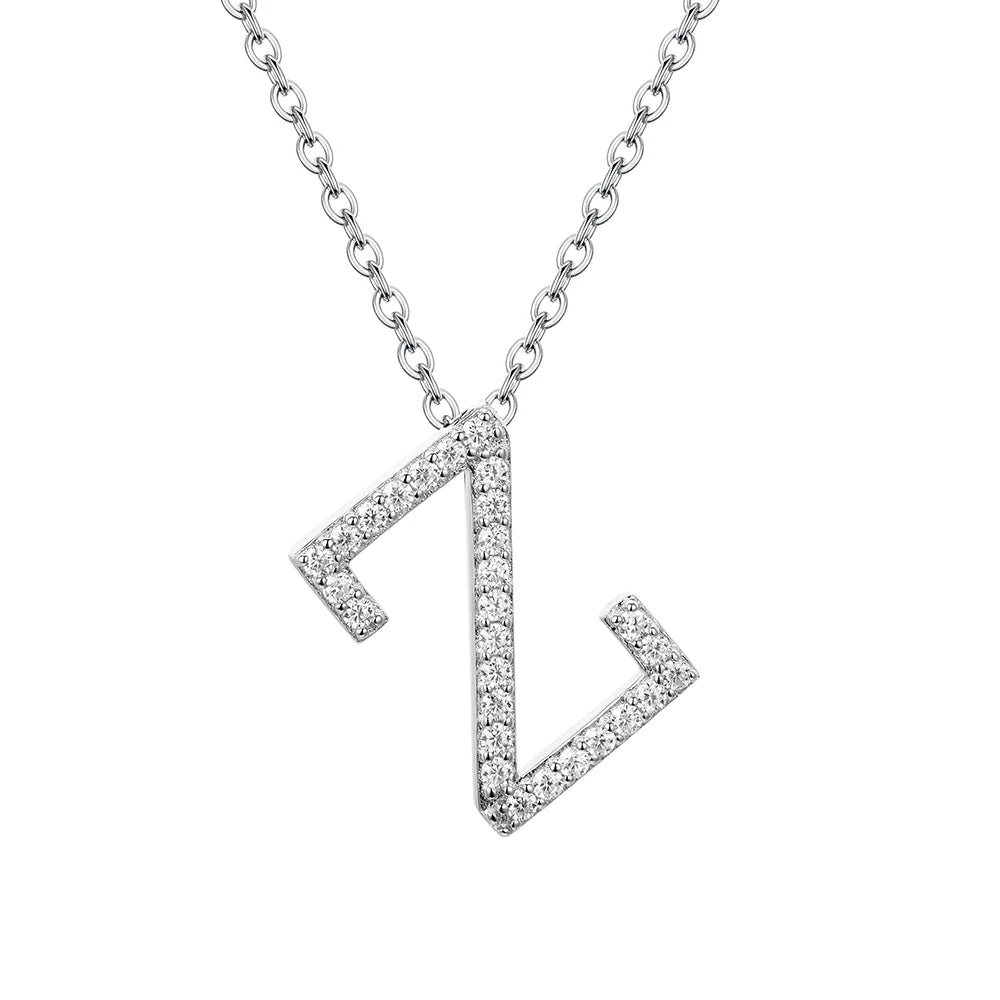 Valentine's Day Gift  - Letter Necklaces Pendants 100% 925 Sterling Silver Unisex (D VVS1 Colour Moissanite)Jewelry