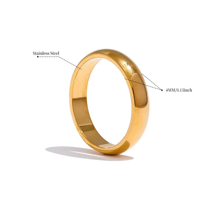 Luxe Jewels Stainless Steel Smooth Ring – 18K Gold Plated Hypoallergenic Jewelry