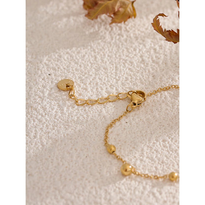 Gold Stainless Steel Finger Hand Bracelet – 18K Plated Beaded Jewelry