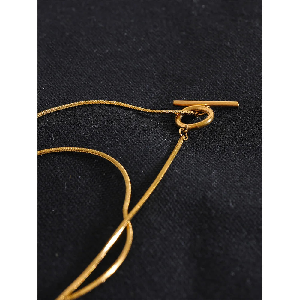 Elegant Double Layer Gold Necklace – Stainless Steel Stacking Jewelry